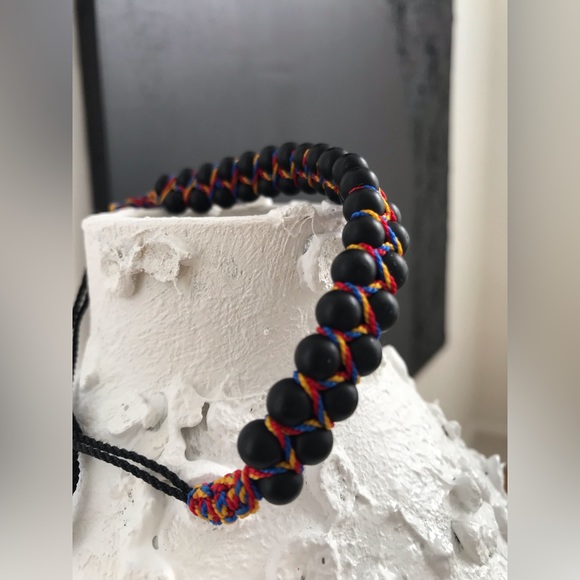 Columbian Handmade• Beaded Pull Through Bracelet • Stones• Unisex - Picture 3 of 5